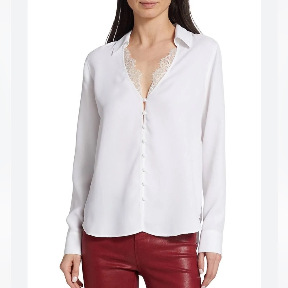 L’ Agence Kori Blouse Top in White Size:Small